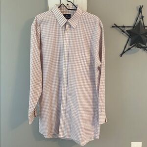 Mens Stafford button down checkered blue and red and white dress shirt